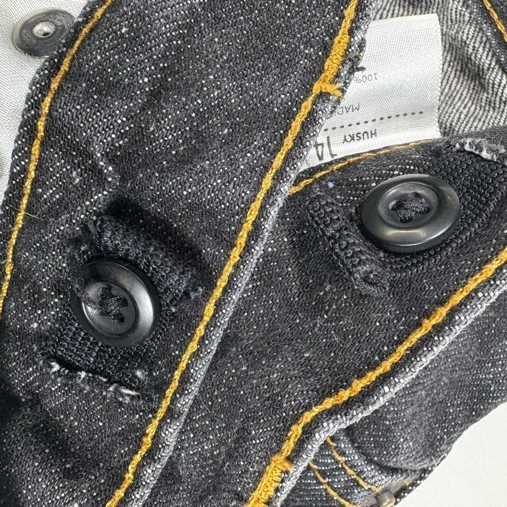 Old Navy Boys Husky Black Denim Adjustable Waist Tabs Bootcut Jeans
